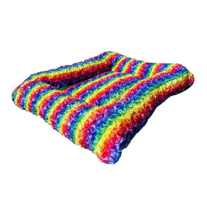 Dog Bed Furvana Cloud rectangle bolstered rainbow plush by American Dog, pet bed on Tampa Home & Garden Store
