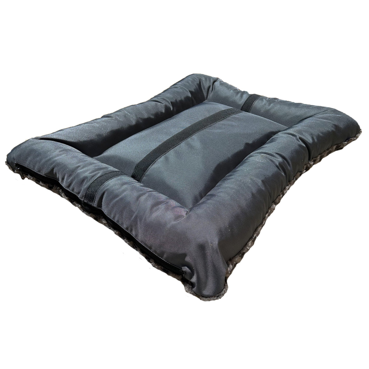 Dog Bed Rectangle Bolstered Furvana Cloud in dark gray fabric by American Dog on Tampa Home & Garden Store