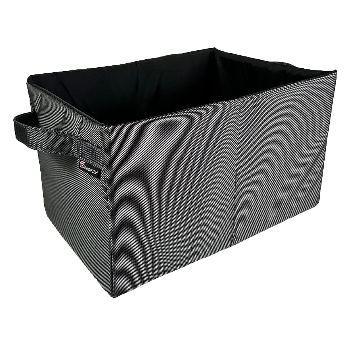Drool Box fabric storage bin black/grey textured exterior, reinforced edge, American Dog on Tampa Home & Garden Store