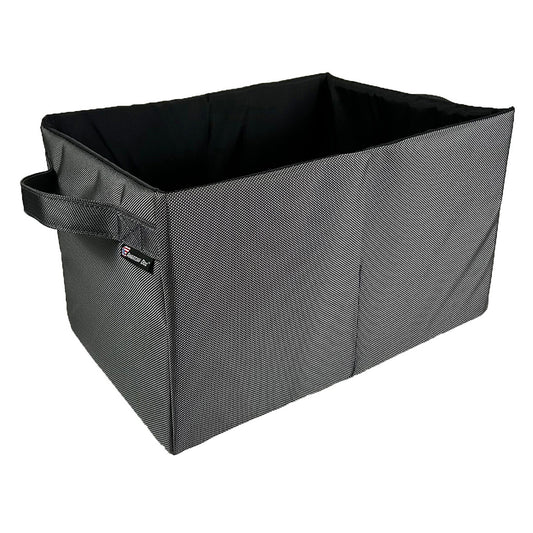 Drool Box fabric storage bin black/grey textured exterior, reinforced edge, American Dog on Tampa Home & Garden Store