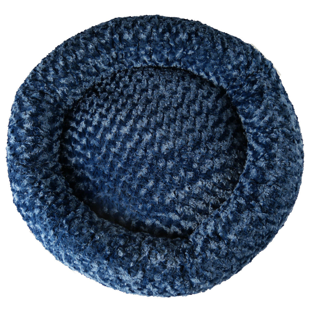 Dog Bed round bolstered blue Furvana™ plush by American Dog on Tampa Home & Garden Store
