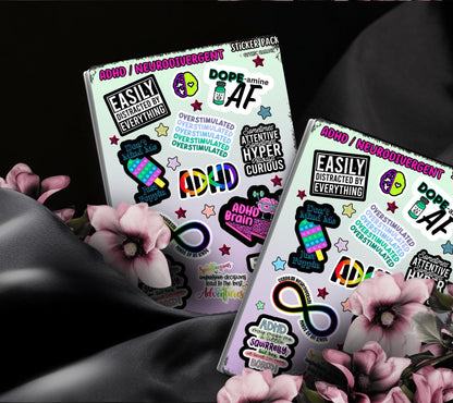 ADHD/Neurodivergent Funny & Sarcastic Sticker Sheet, Budget Friendly Gift for Friends, Collecting and Scrapbooking - Tampa Home & Garden Store