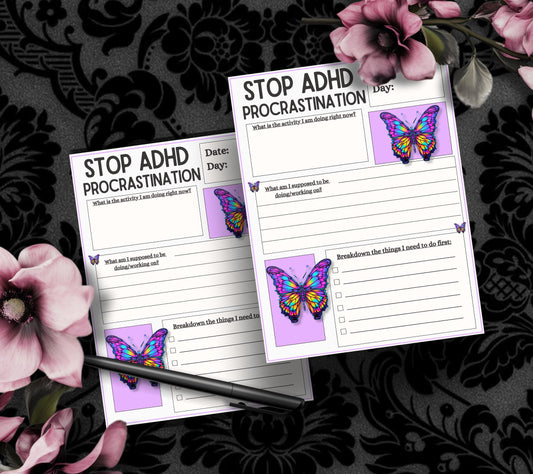 ADHD Procrastination Notepad: Daily Planner, 50 Tear-Off Pages - Tampa Home & Garden Store
