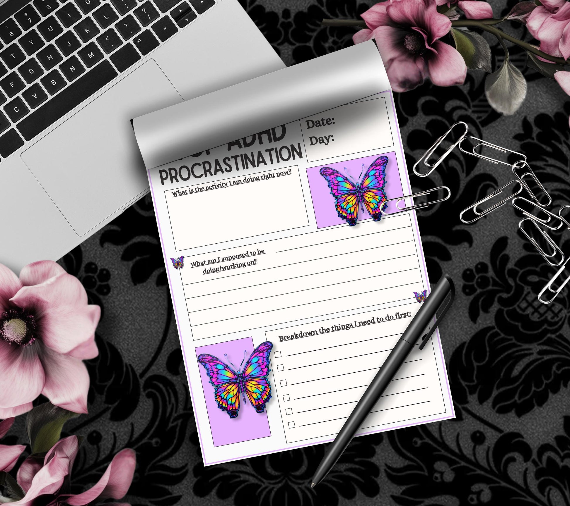ADHD Procrastination Notepad: Daily Planner, 50 Tear-Off Pages - Tampa Home & Garden Store