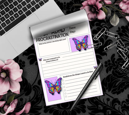 ADHD Procrastination Notepad: Daily Planner, 50 Tear-Off Pages - Tampa Home & Garden Store