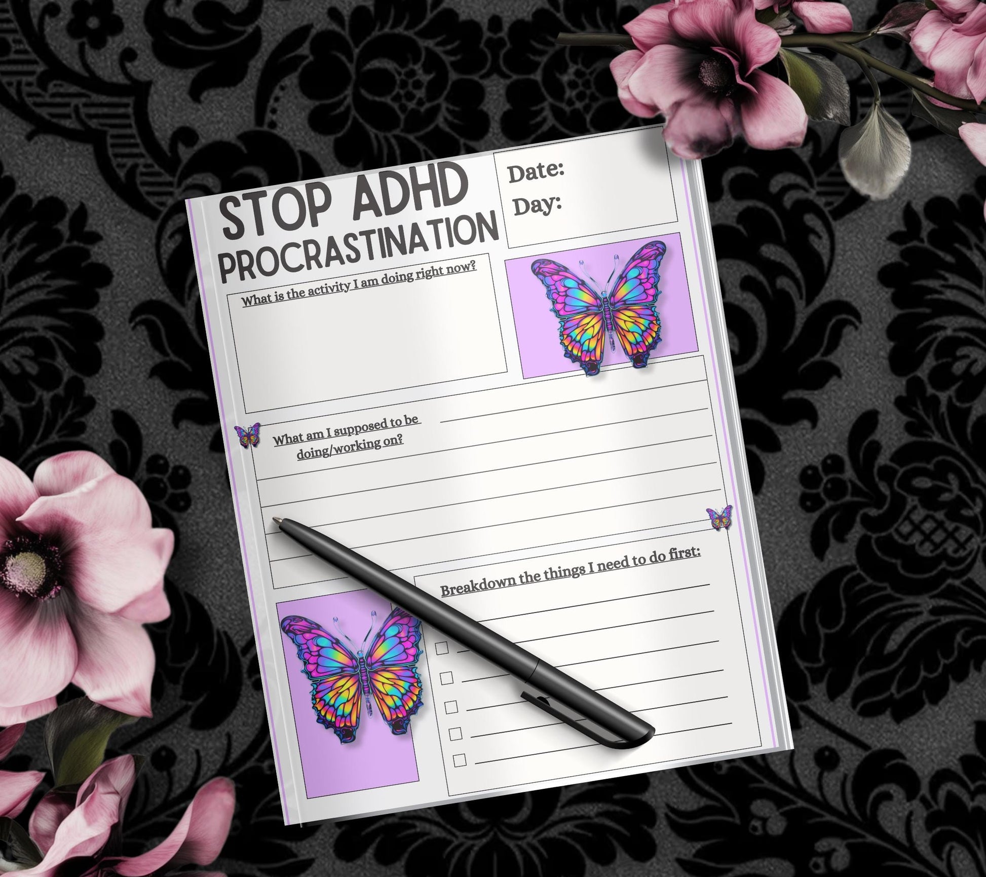 ADHD Procrastination Notepad: Daily Planner, 50 Tear-Off Pages - Tampa Home & Garden Store