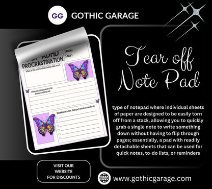 ADHD Procrastination Notepad: Daily Planner, 50 Tear-Off Pages - Tampa Home & Garden Store
