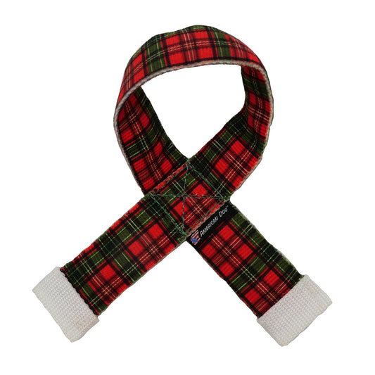 Fire Hose Holiday Scarf Tug dog toy plaid red green with white ends by American Dog on Tampa Home & Garden Store