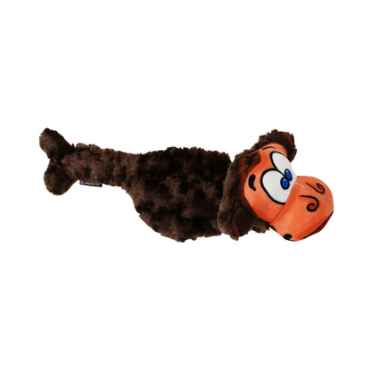 Plush Milo the Monkey dog toy, brown fur with orange face, American Dog brand on Tampa Home & Garden Store
