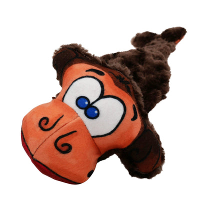 Milo the Monkey plush dog toy, orange face with blue eyes, brown fur by American Dog on Tampa Home & Garden Store
