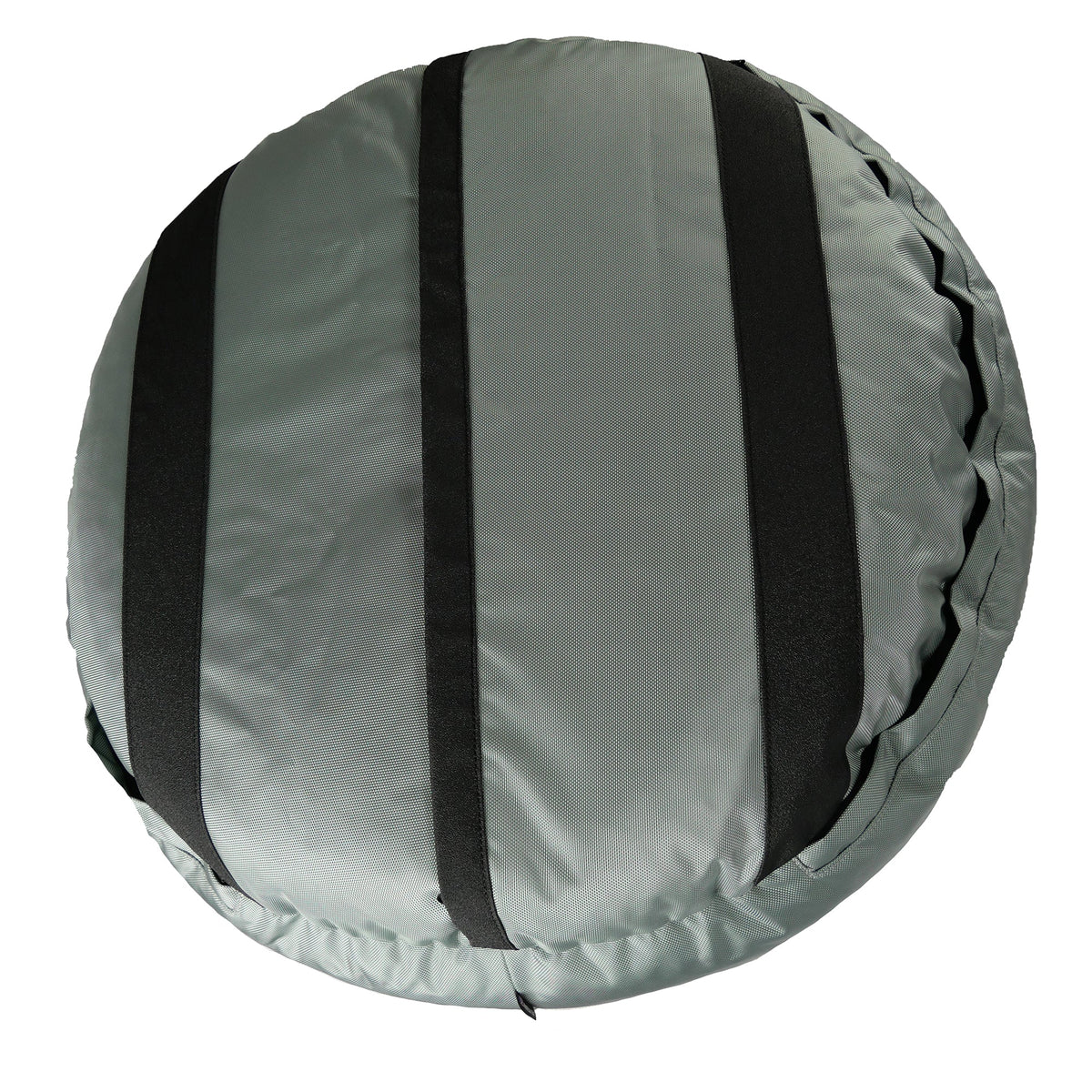 Dog Bed - Round Bolstered Armor in gray fabric with black straps American Dog on Tampa Home & Garden Store