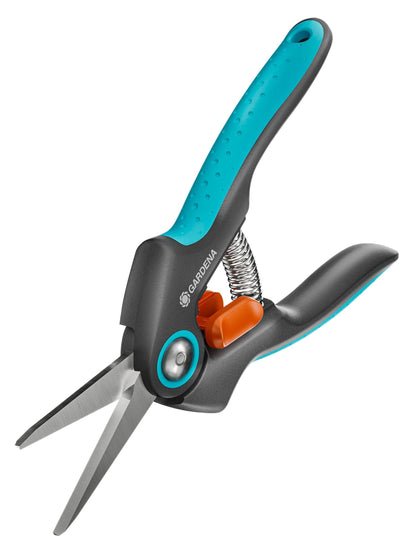 Gardena FreshCut Scissors with teal textured handle, spring mechanism and stainless blades on Tampa Home & Garden Store
