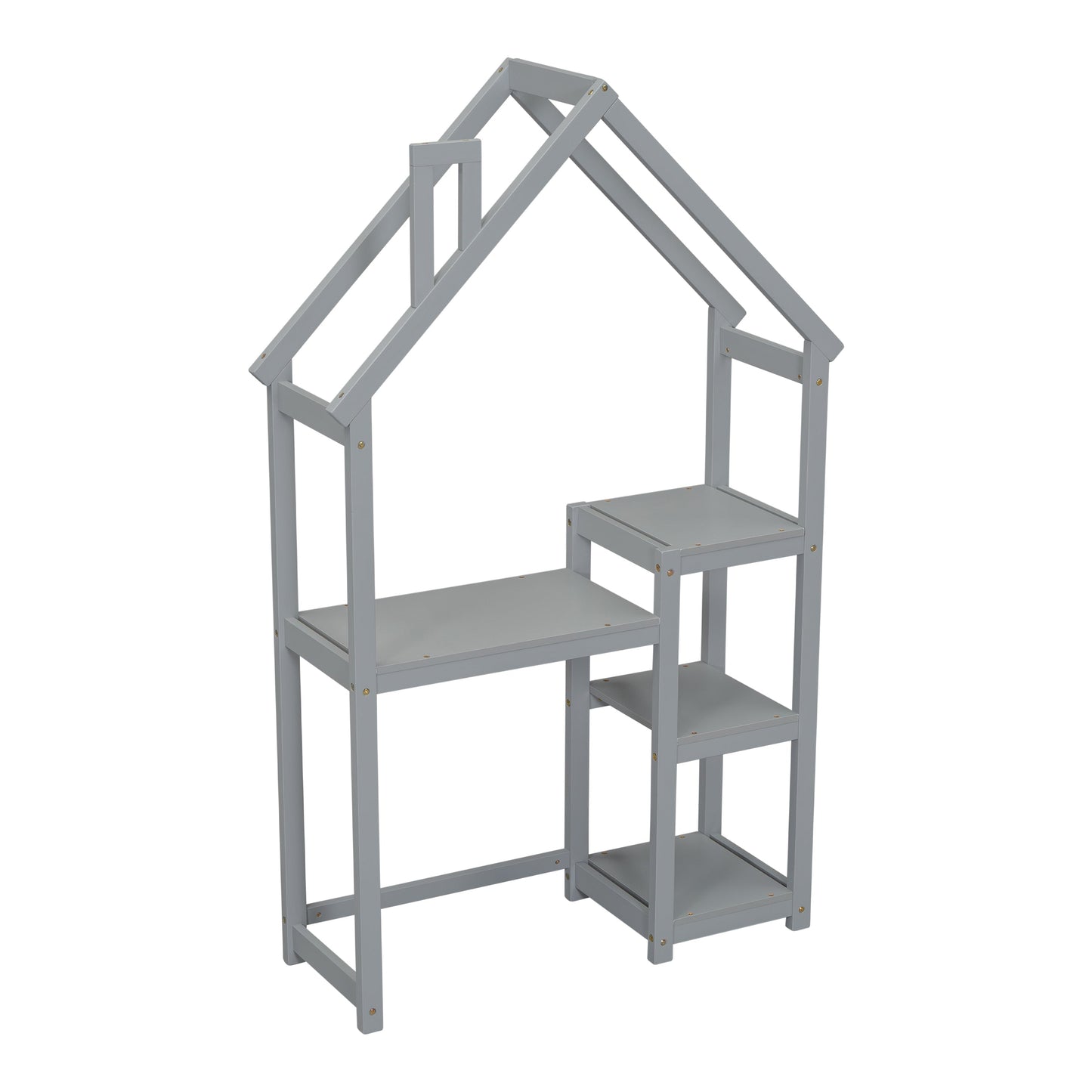 House-shaped Wooden writing Desk,Kids study Table,Bookshelf & Toy Storage,Grey - Tampa Home & Garden Store