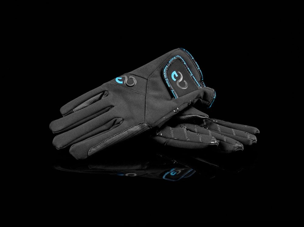 American Equus WinterTec Signature Performance Riding Gloves, black with blue trim on Tampa Home & Garden Store