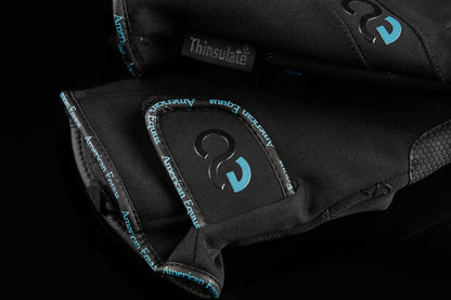 American Equus WinterTec Riding Gloves, black with blue logo trim and Thinsulate patch on Tampa Home & Garden Store