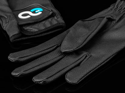 American Equus Signature Performance Equestrian Gloves black textured leather with logo patch ultra-thin EquiFeel 1 pair on Tampa Home & Garden Store
