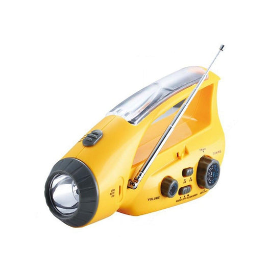 Solar Power LED Flashlight Hand Crank Dynamo Outdoor Emergency Flashlight Camping Light FM AM Radio USB Charger For Phone - Tampa Home & Garden Store