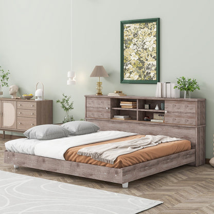 Full Size Daybed Frame with Storage Bookcases Wood Light Oak - Tampa Home & Garden Store
