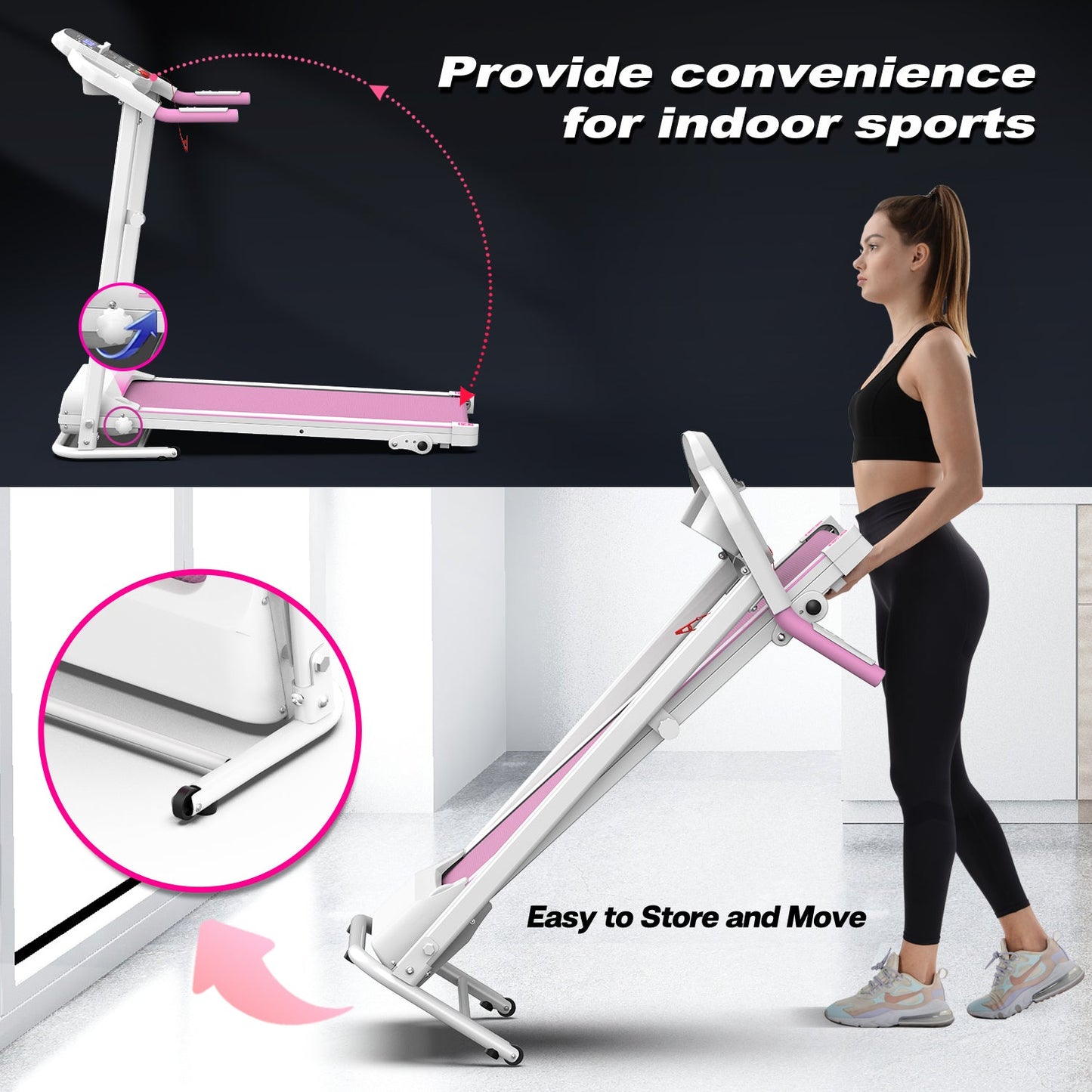 Foldable Treadmill 2.5HP Electric Folding Treadmill Running Walking Machine for Home Gym, Max 265 LBS Weight Capacity - Tampa Home & Garden Store