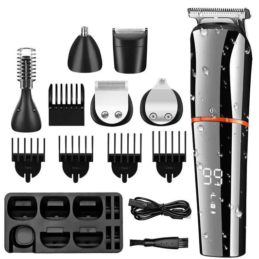 6 in 1 Hair Clippers Set with LCD Display, black-silver cordless trimmer with guide combs on Tampa Home & Garden Store