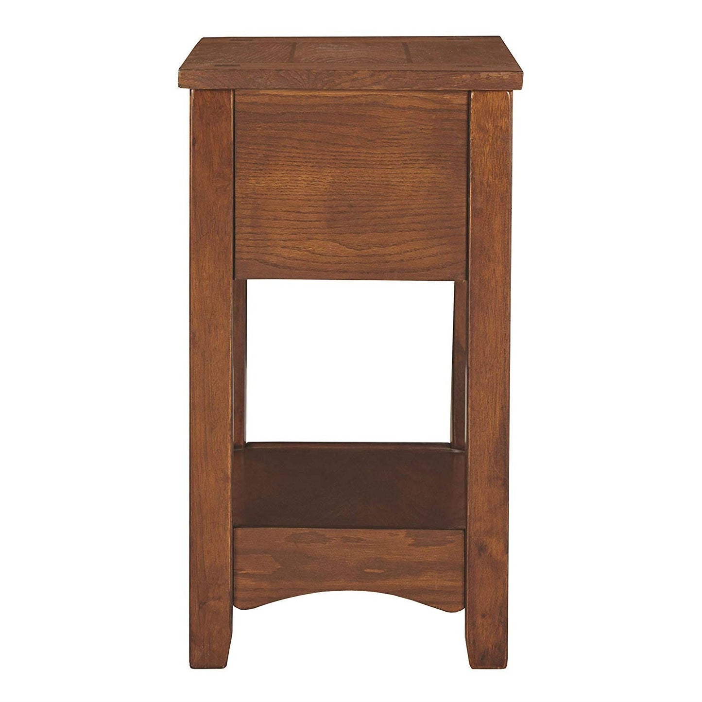 Mesita de noche de estilo misión con 1 cajón en acabado de madera marrón