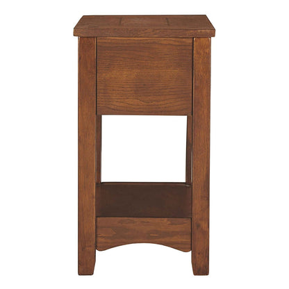 Mesita de noche de estilo misión con 1 cajón en acabado de madera marrón