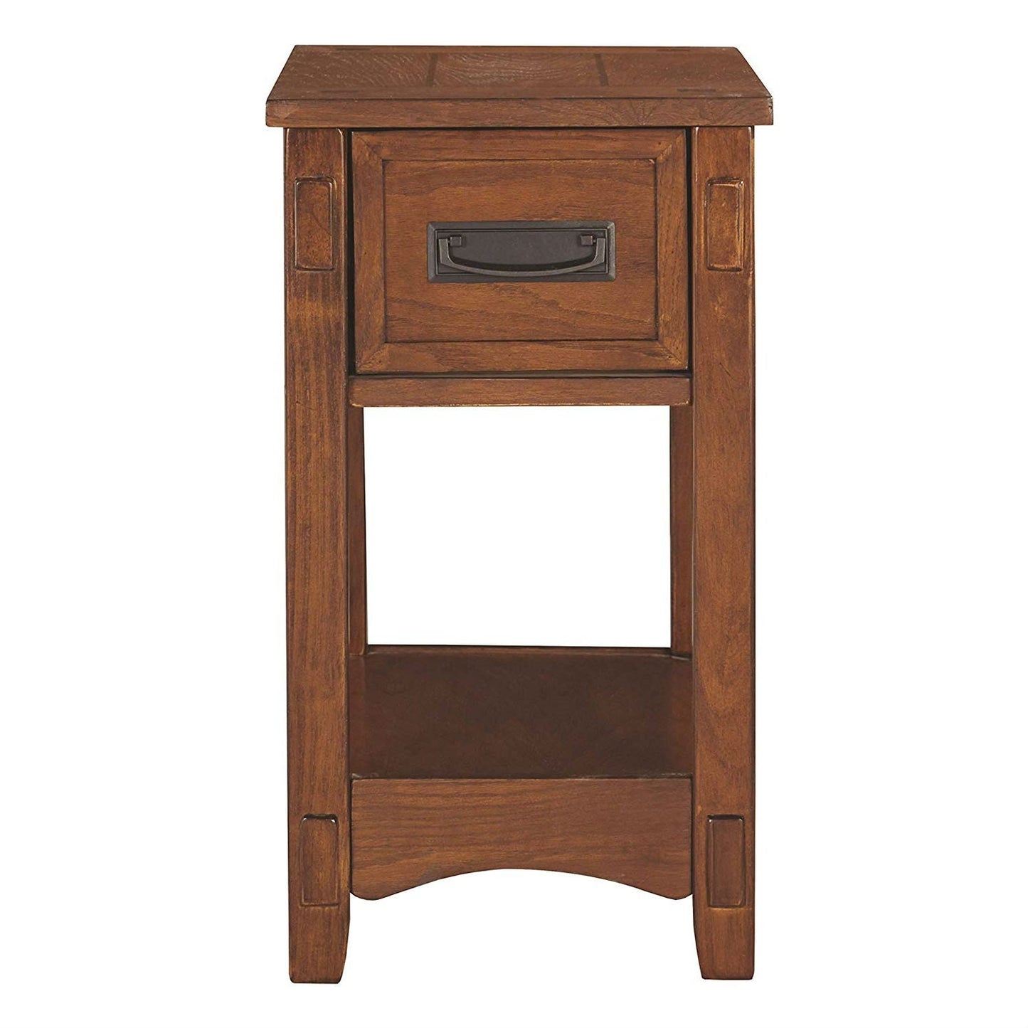Mesita de noche de estilo misión con 1 cajón en acabado de madera marrón