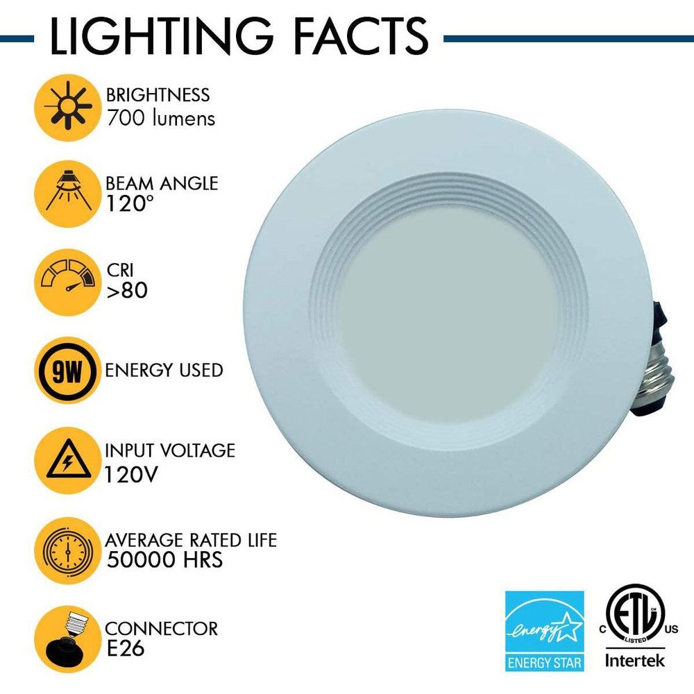 AH Lighting 4" LED Selectable 5CCT 9W Recessed Baffled Retrofit Kit Reflector - Tampa soil911.com