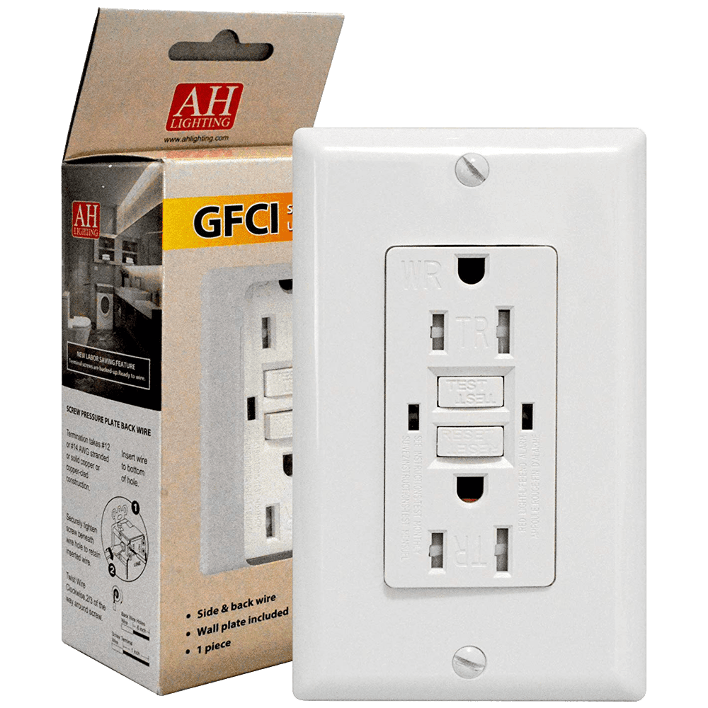 AH Lighting GFCI 15 A inviolable – Auto-test (UL943) Blanc