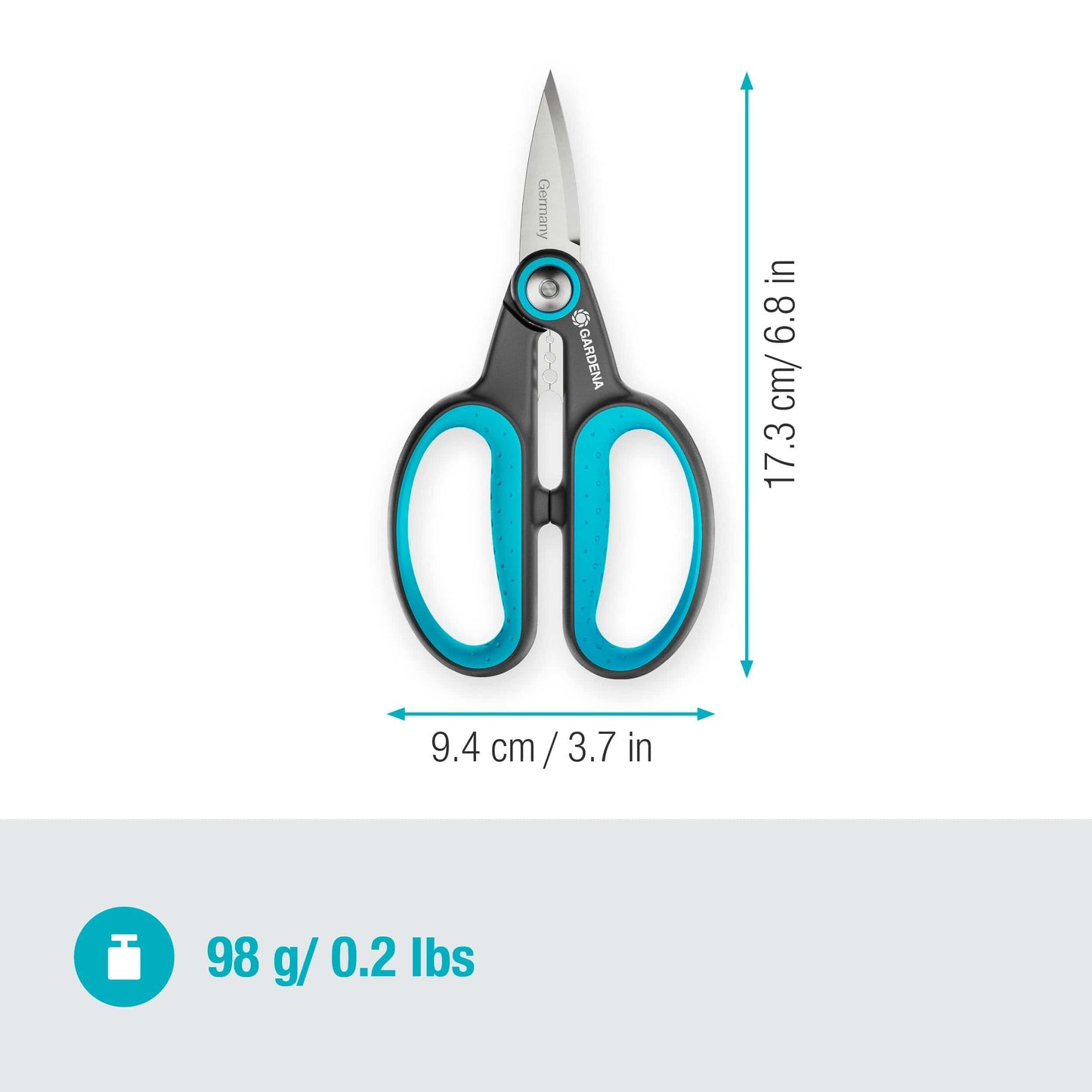 HerbCut Set herb scissors by Gardena with turquoise ergonomic handles and stainless blades on Tampa Home & Garden Store