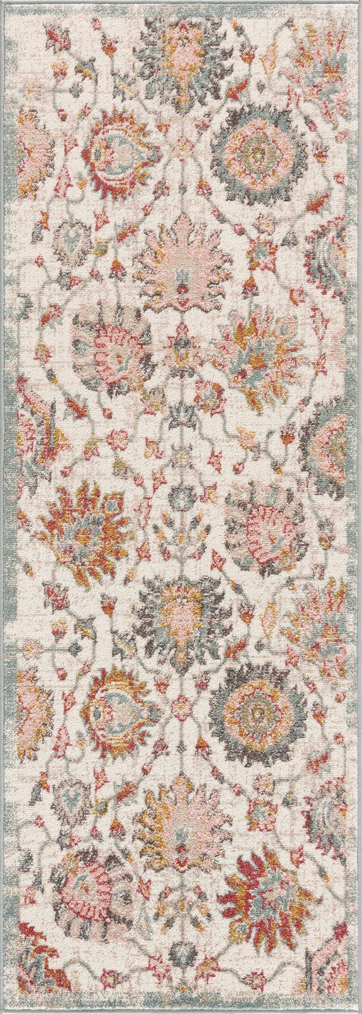Twilight Floral Area Rug pastel floral medallion design on beige background Boutique Rugs on Tampa Home & Garden Store