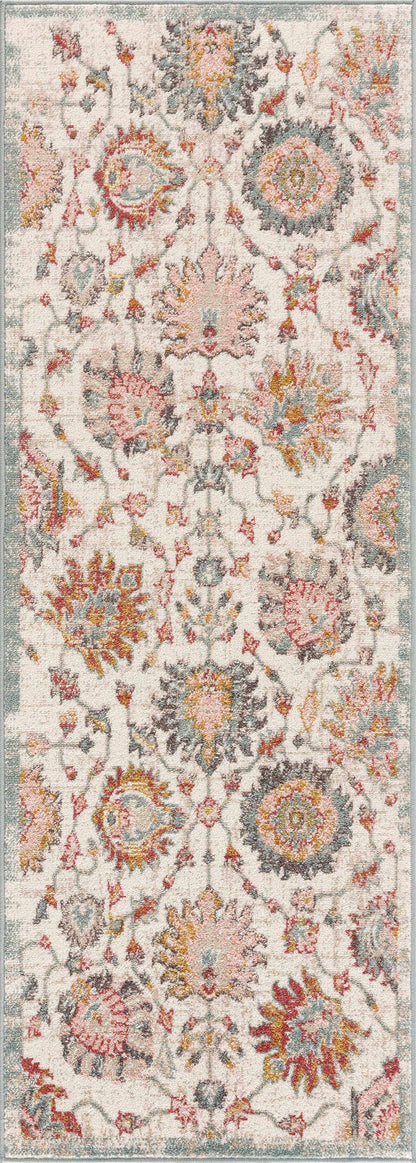 Twilight Floral Area Rug pastel floral medallion design on beige background Boutique Rugs on Tampa Home & Garden Store