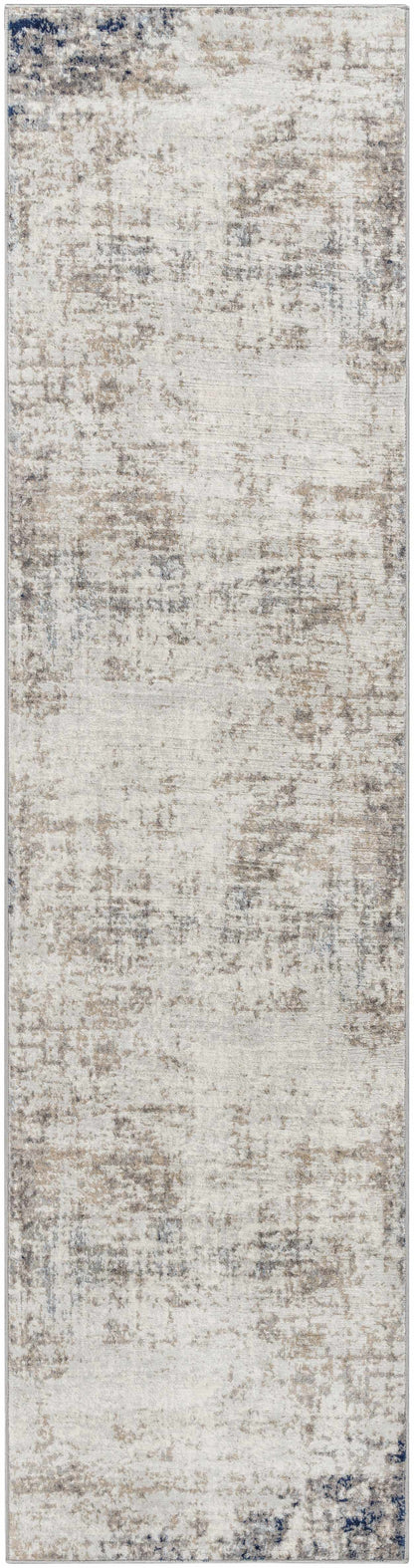 Alcove Abstract Area Rug in cream with beige and blue distressed pattern by Boutique Rugs on Tampa Home & Garden Store