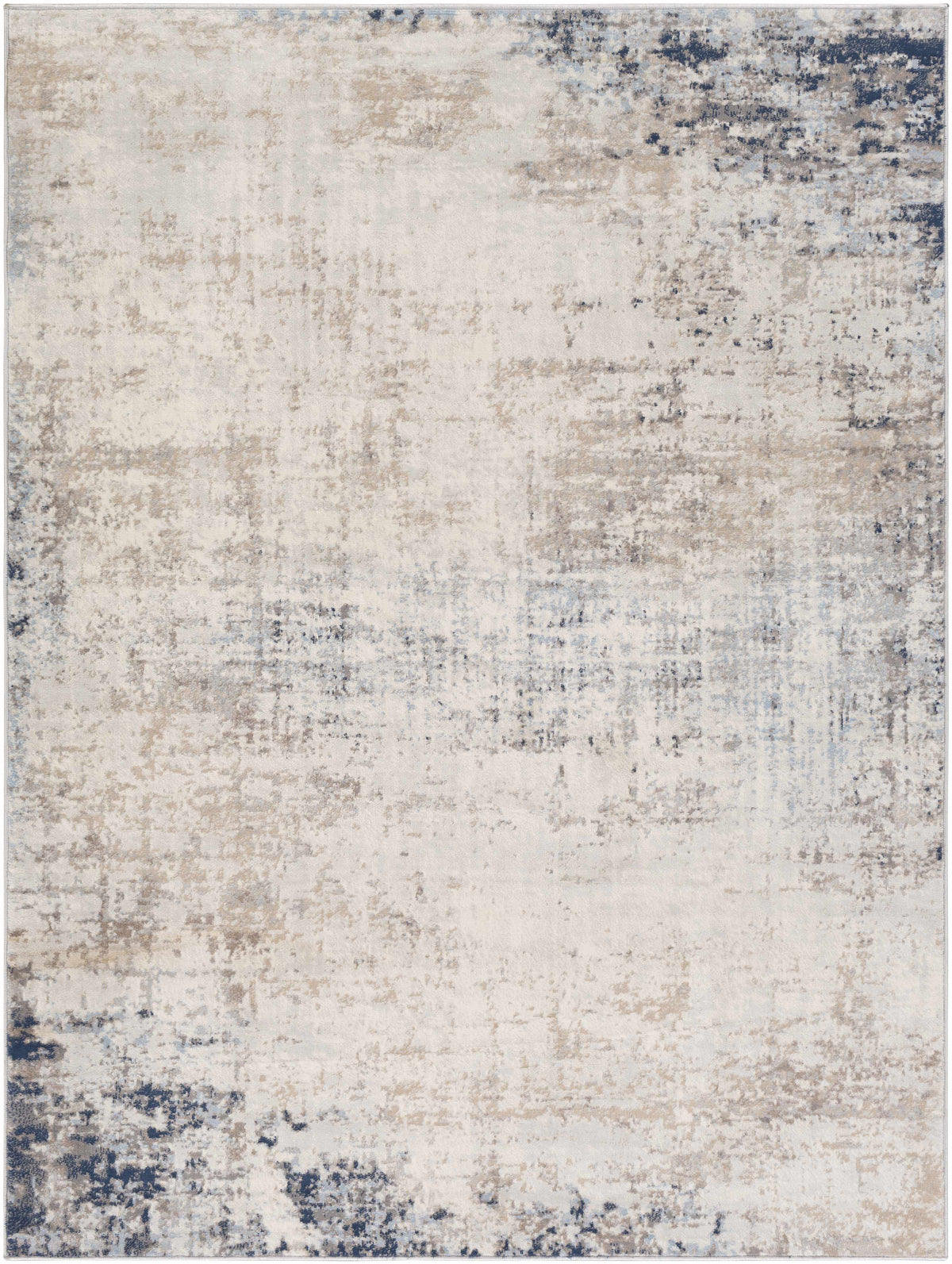 Alcove Abstract Area Rug by Boutique Rugs in beige with blue accents, modern distressed look on Tampa Home & Garden Store