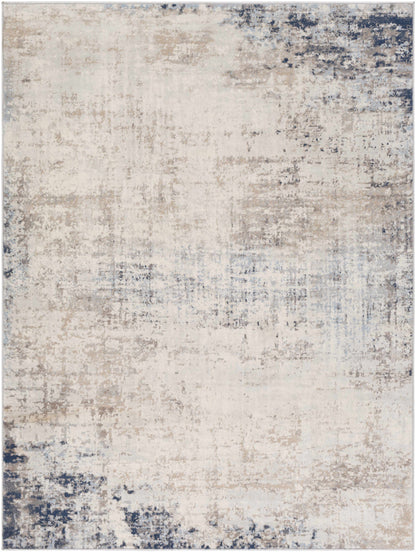 Alcove Abstract Area Rug by Boutique Rugs in beige with blue accents, modern distressed look on Tampa Home & Garden Store