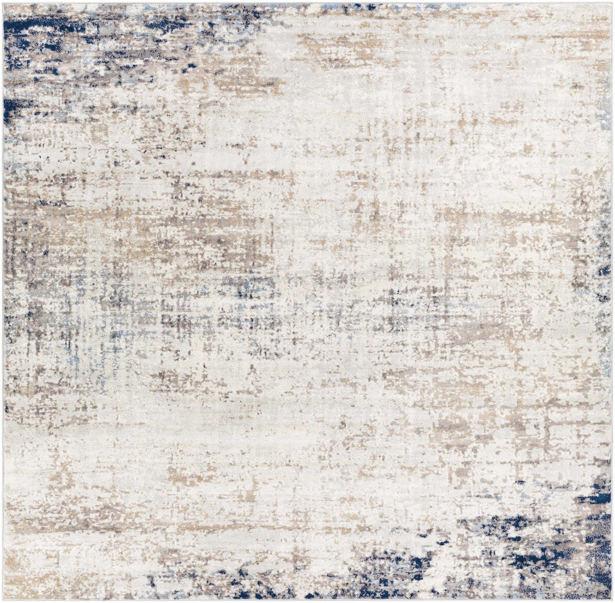 Alcove Abstract Area Rug with cream background and blue and tan accents on Tampa Home & Garden Store