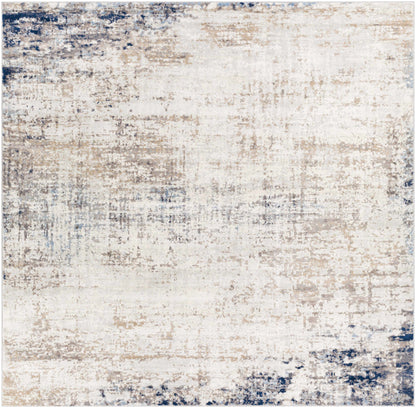 Alcove Abstract Area Rug with cream background and blue and tan accents on Tampa Home & Garden Store