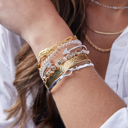 Pumpkin + Crystal Beaded Bangle by ALEX AND ANI, gold-tone crystal bead bracelet on Tampa Home & Garden Store