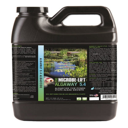 Microbe-Lift Algaway 5.4 pond algaecide liquid in black plastic jug by Rivendell Distribution on Tampa Home & Garden Store