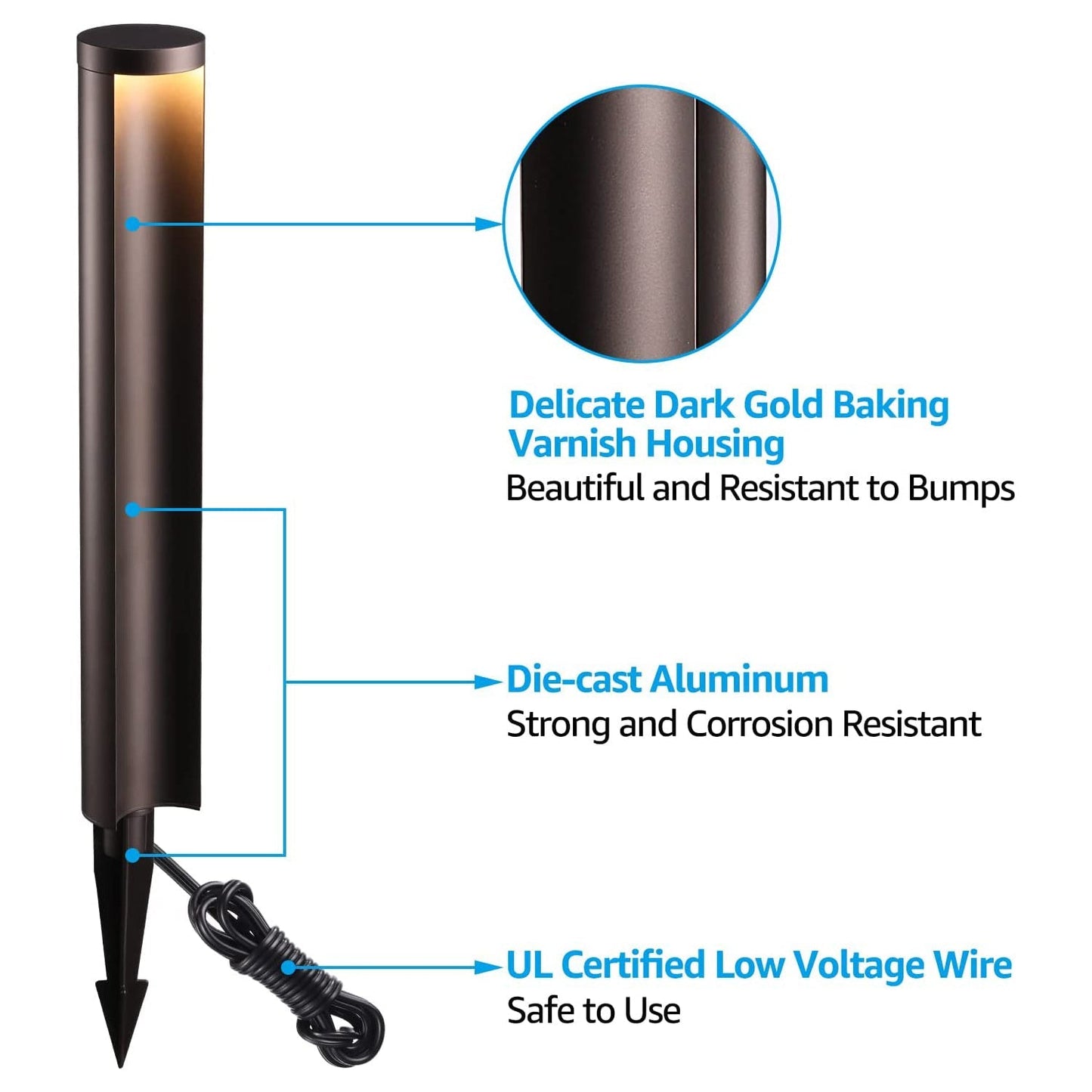 ALP16 Paquet de 6 éclairages de chemin à LED 5 W, éclairage de chemin à éclairage latéral basse tension 12 V