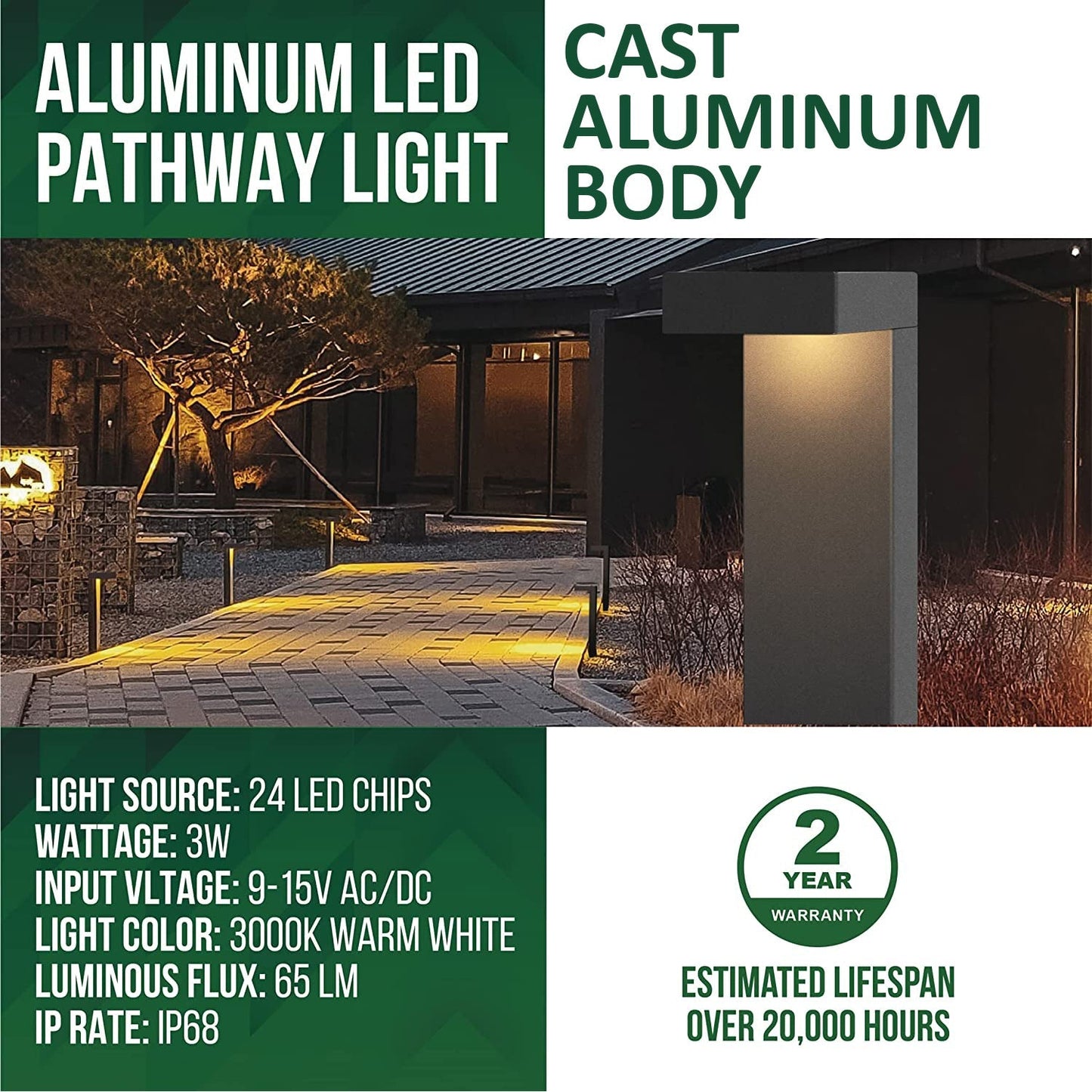 Paquet de 4 lumières de chemin de paysage à LED 3W, lumières de chemin modernes basse tension 12V ALP19