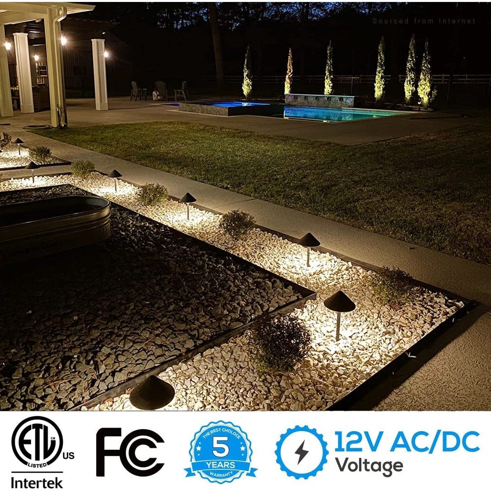 ALP49 Lot de 4 lumières LED basse tension 3 W en fonte d'aluminium pour allée de paysage, éclairage d'allée