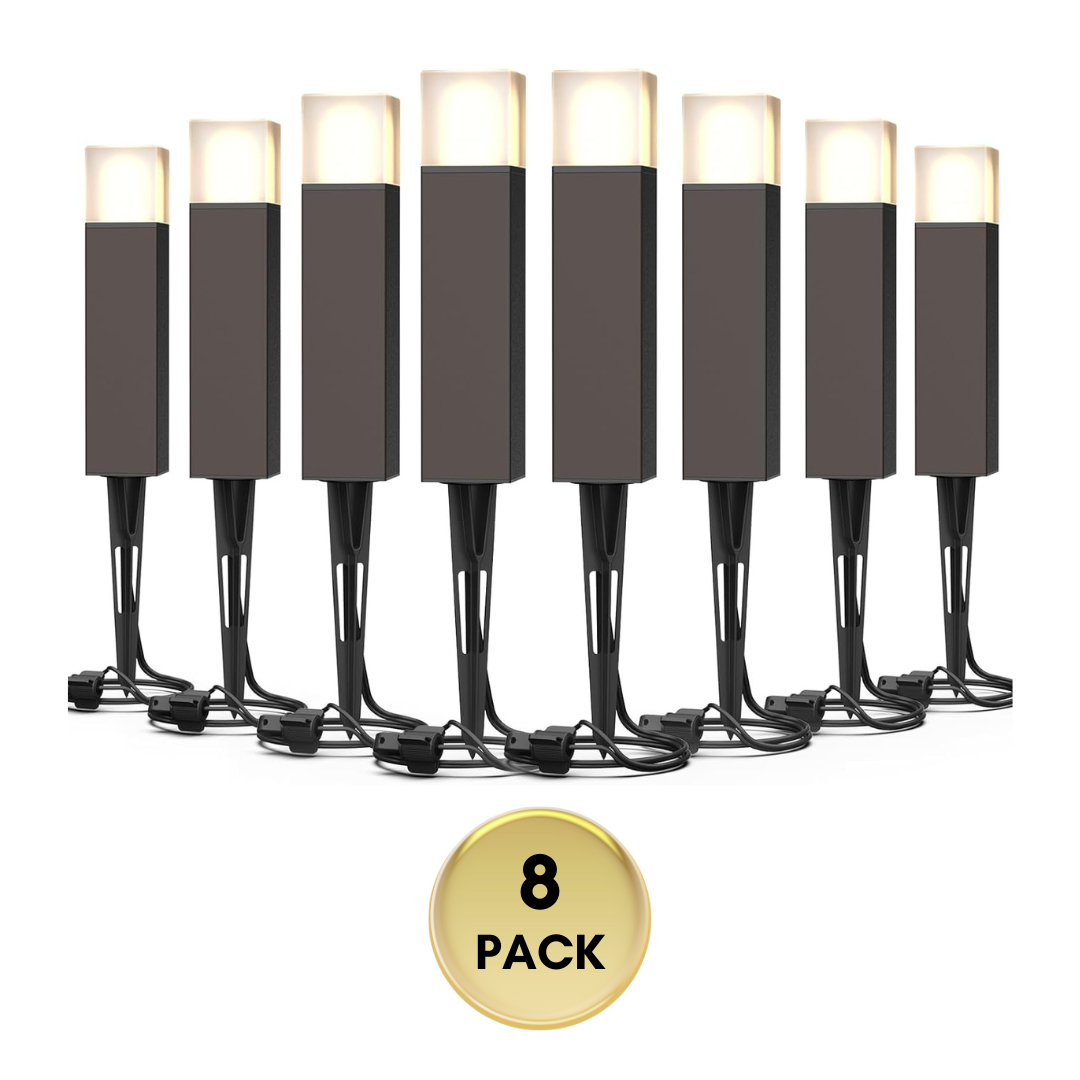 ALP51 8-Pack LED Landscape Pathway Lights Package, 2700K 2W Low Voltage 12V AC Bronze Bollard Outdoor Landscape Lighting - Tampa soil911.com