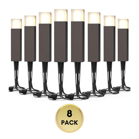 ALP51 8-Pack LED Landscape Pathway Lights Package, 2700K 2W Low Voltage 12V AC Bronze Bollard Outdoor Landscape Lighting - Tampa soil911.com