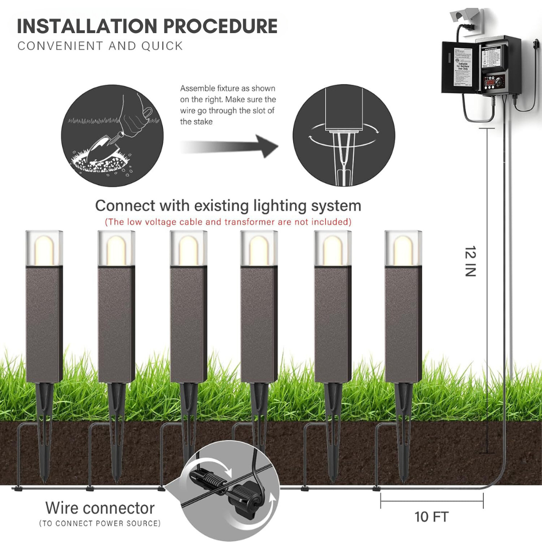 ALP51 8-Pack LED Landscape Pathway Lights Package, 2700K 2W Low Voltage 12V AC Bronze Bollard Outdoor Landscape Lighting - Tampa soil911.com