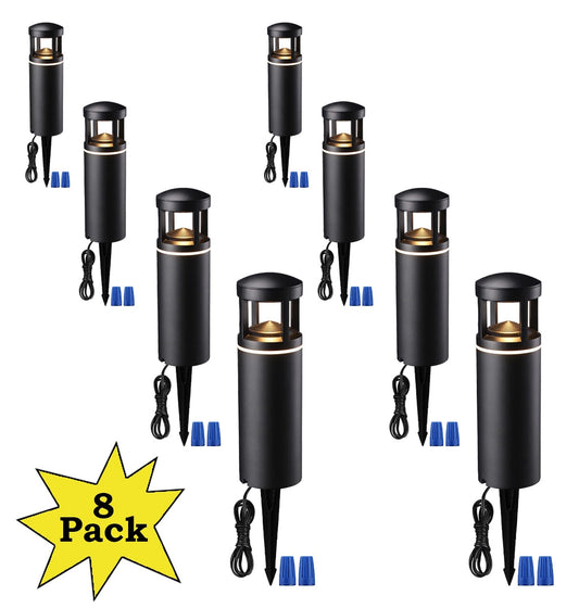 Luces LED de bajo voltaje ALP59, paquete de 8, iluminación de paisaje exterior, carcasa de aluminio, luces de camino de 5 W, 12 V CA/CC para caminos de entrada, jardín, césped, IP65 a prueba de agua, blanco cálido de 3000 K