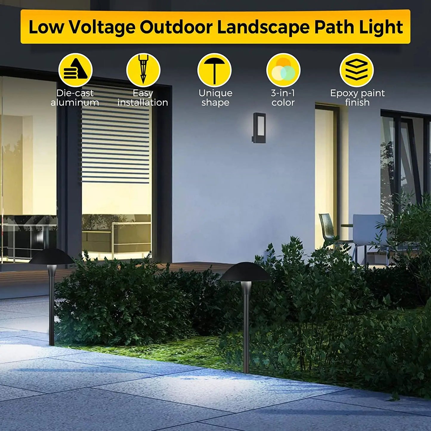 ALPCC06 12-Pack 5W 3CCT LED Landscape Pathway Light Package, 12V Low Voltage Modern Path Lights - Tampa Home & Garden Store