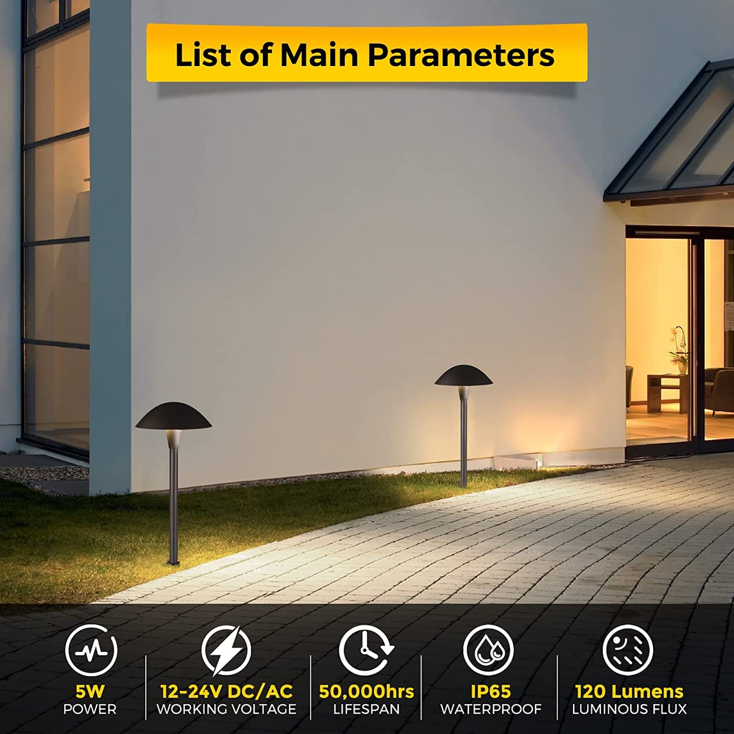 ALPCC06 6-Pack 5W 3CCT LED Landscape Pathway Light Package, 12V Low Voltage Modern Path Lights