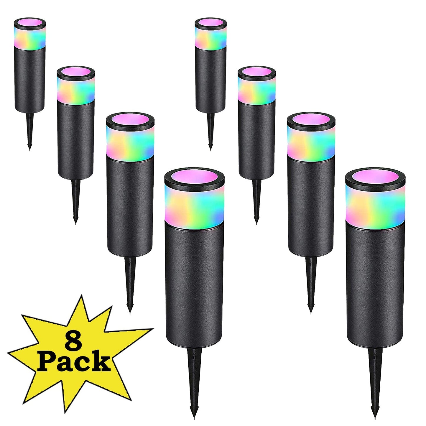 ALPR08 8-Pack RGB LED Landscape Pathway Lights Package, 4.5W Low Voltage 12V Bollard Outdoor Landscape Lighting - Tampa soil911.com