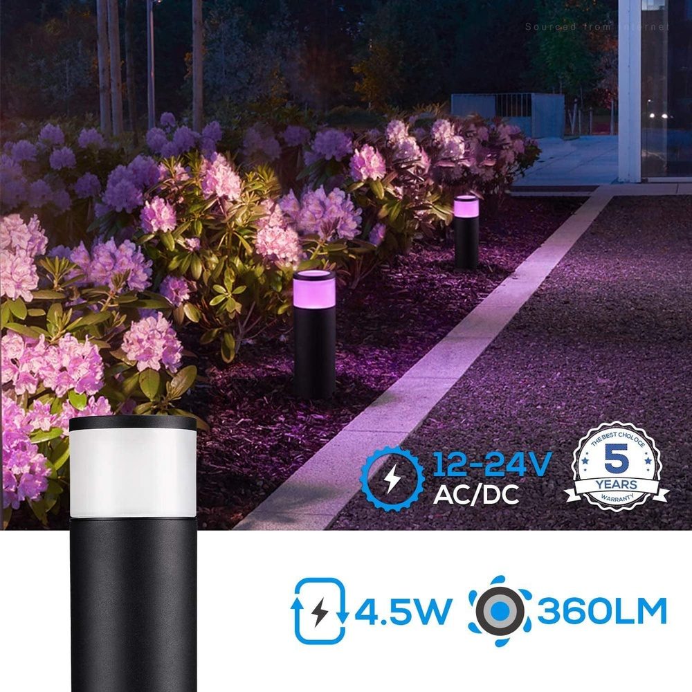 ALPR08 8-Pack RGB LED Landscape Pathway Lights Package, 4.5W Low Voltage 12V Bollard Outdoor Landscape Lighting - Tampa soil911.com